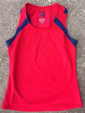 Riding Sport Women’s Red Tank with Navy Trim